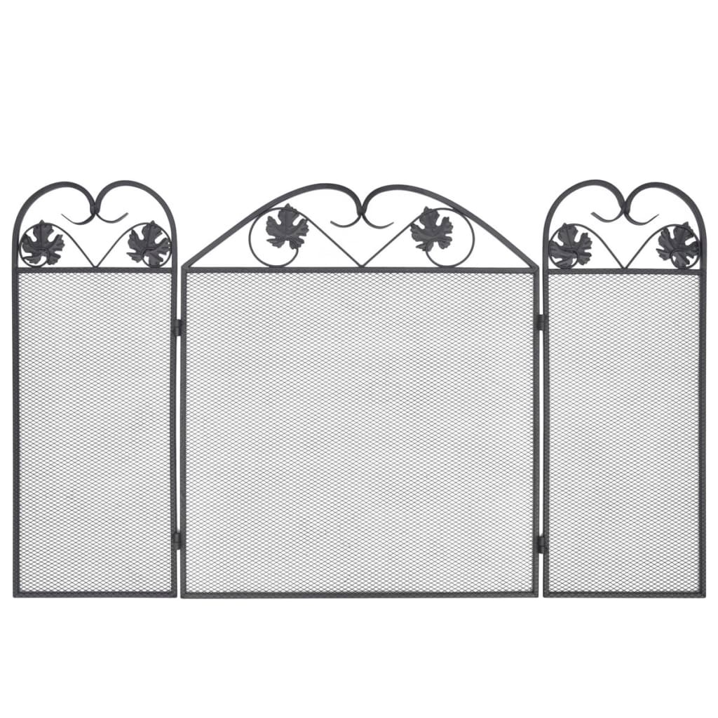 3-panel Fireplace Screen Iron Black